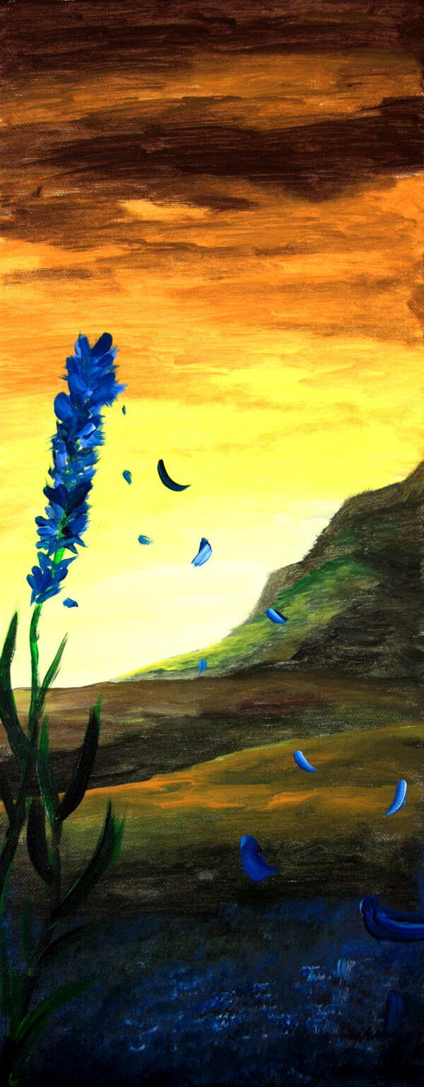 油畫夕陽(yáng)花瓣圖片