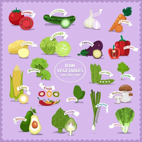 新鲜蔬菜图标矢量素材