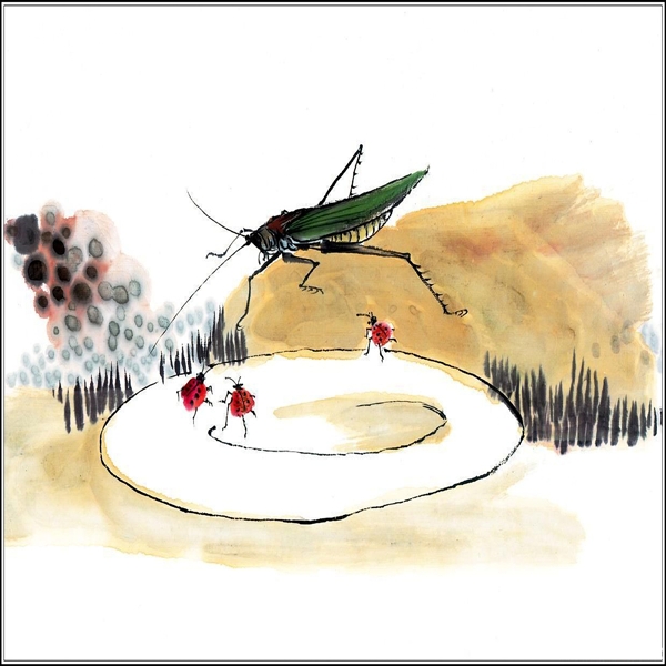 国画昆虫蝈蝈瓢虫