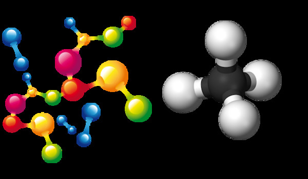 彩色手绘分子模型免抠png透明图层素材