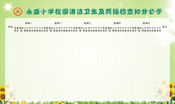 清潔公示欄