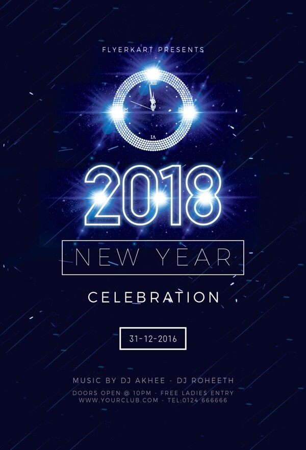 2018新年霓虹发光字倒计时内含两色