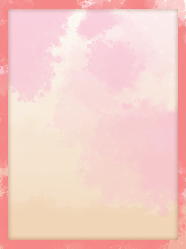 粉色暖调水彩质感边框背景