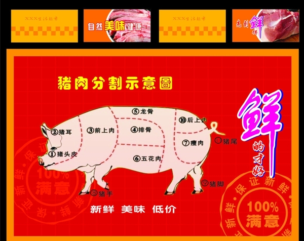 猪肉分割图猪肉广告猪肉分割示意图为整张位图