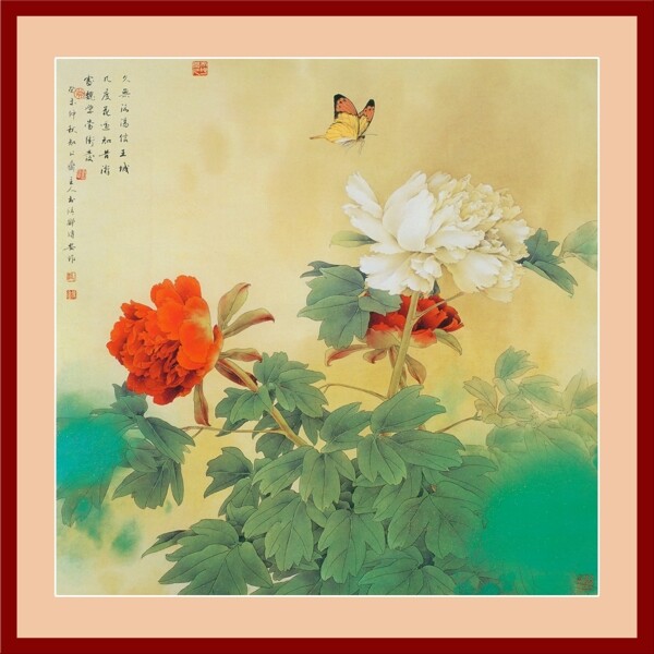 花鳥畫中堂畫分層插畫PSD格式0003