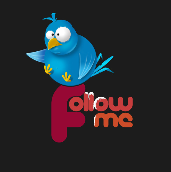 可爱的蓝色推特鸟的社交媒体图标