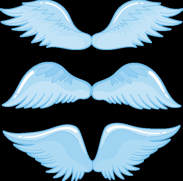 浅蓝色调翅膀免抠png透明图层素材