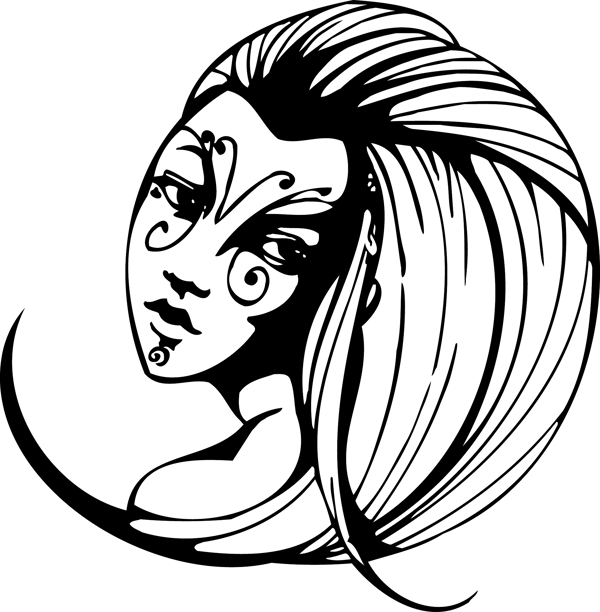 印花矢量圖人物女人色彩黑白色免費素材