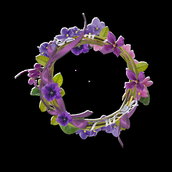 紫色花朵元素