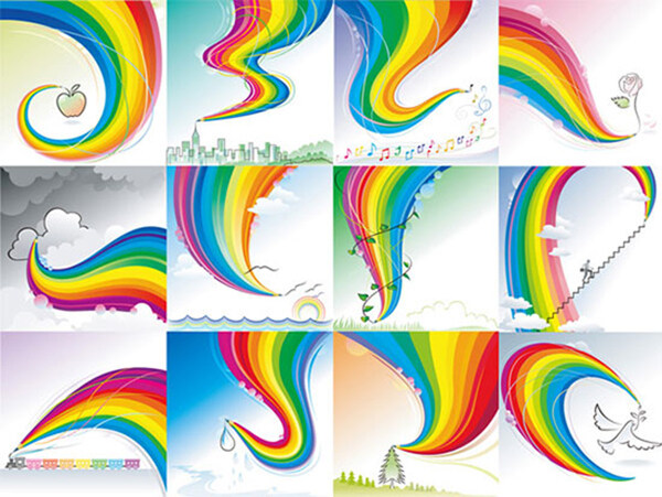 绚丽的彩虹矢量图片