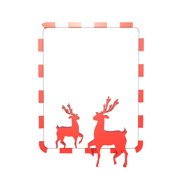 圣诞节C4D立体麋鹿装饰边框