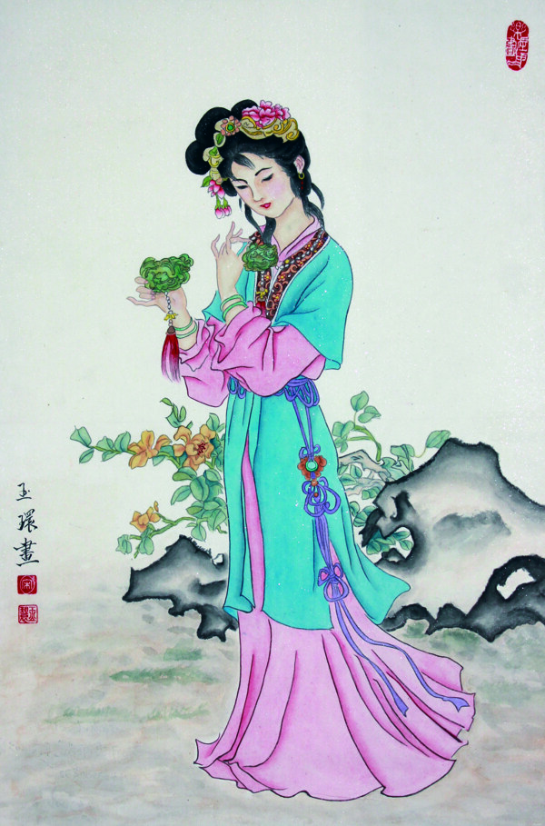 國畫古裝美人圖圖片