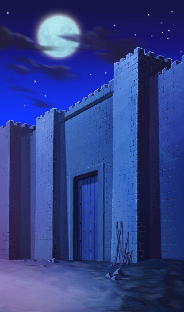 動(dòng)畫(huà)背景夜晚城門圖片
