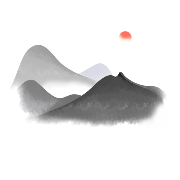 中国风水墨山手绘古典山水元素