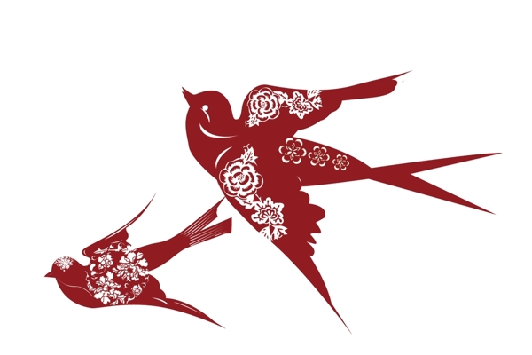新年喜庆红喜鹊燕子矢量图片