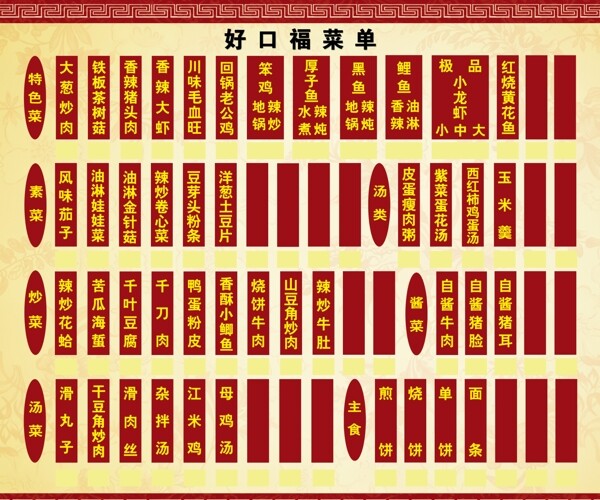 飯店菜單