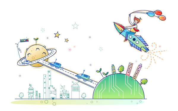 綠色星球插畫