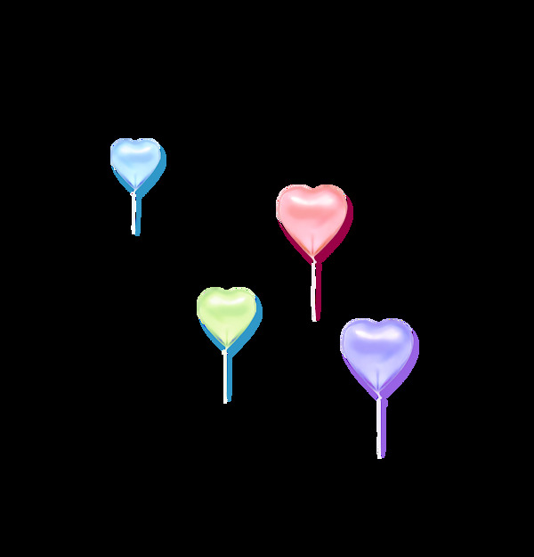 彩色立体心形气球装饰素材