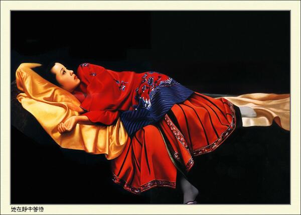 古裝美女油畫(huà)圖片