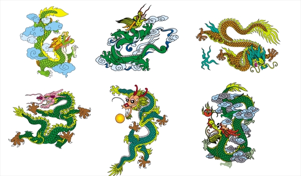 六種龍的矢量圖