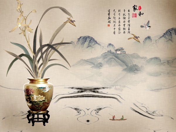新中式背景墻