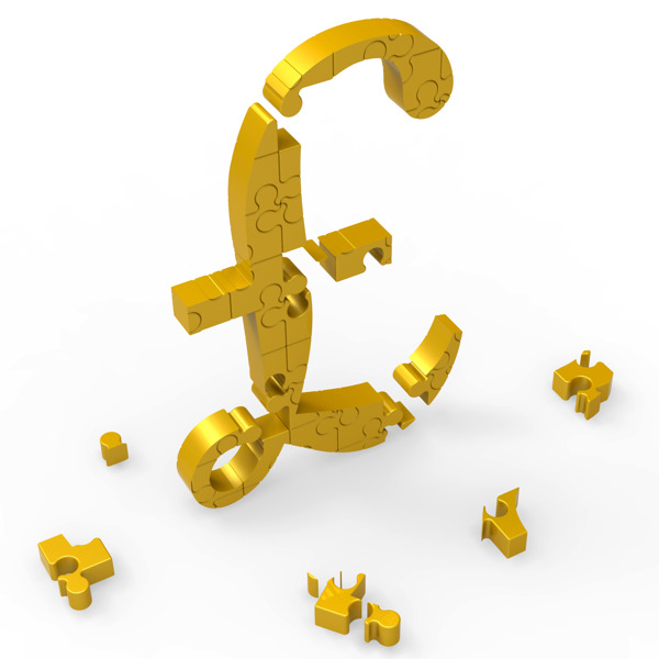 英鎊的符號象征財富的貨幣和銀行
