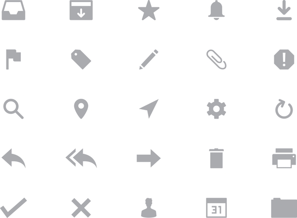 灰色线条邮箱邮件日历icon图标设计