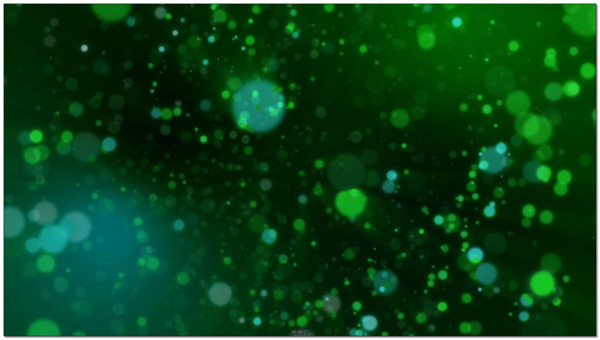 三维空间中旋转的绿色圆形光点背景视频素材