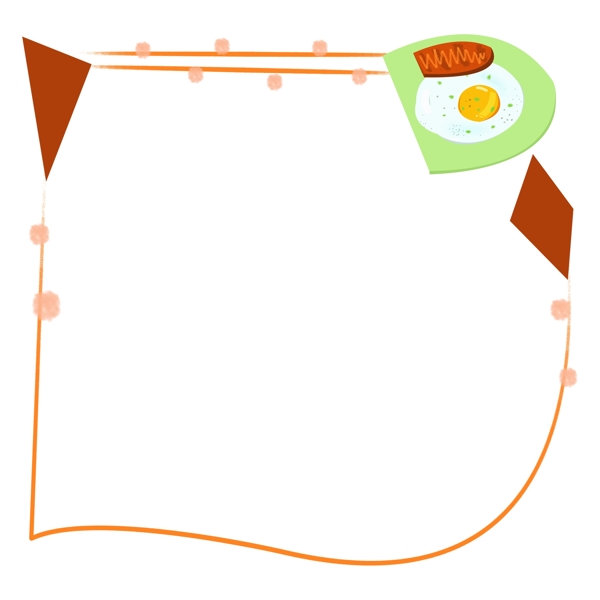 橙色早餐边框插图