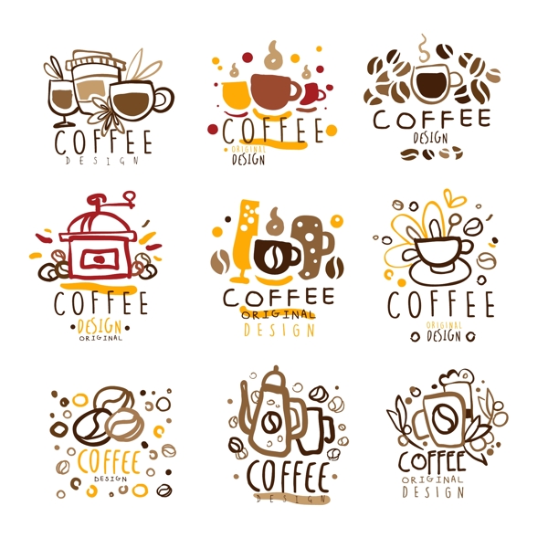 手绘创意咖啡标志