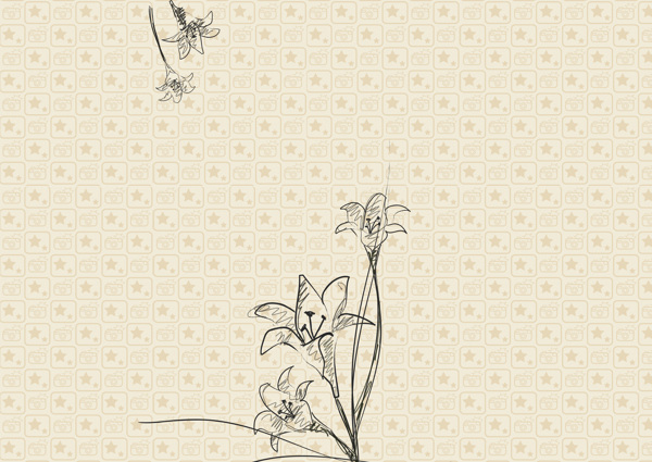 白描花卉墻紙圖