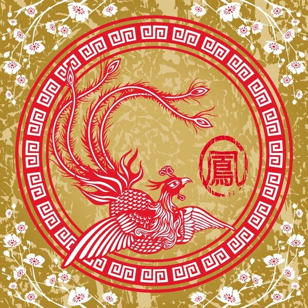 古典鳳矢量圖下載