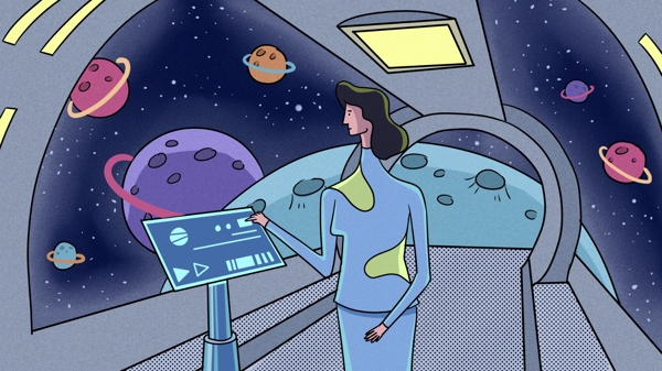 探索太空宇宙科技未来科幻插画
