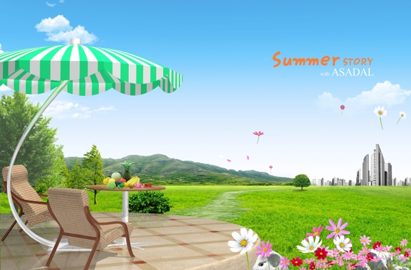 遮陽(yáng)傘夏天圖片