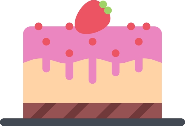 草莓蛋糕卡通矢量免扣图