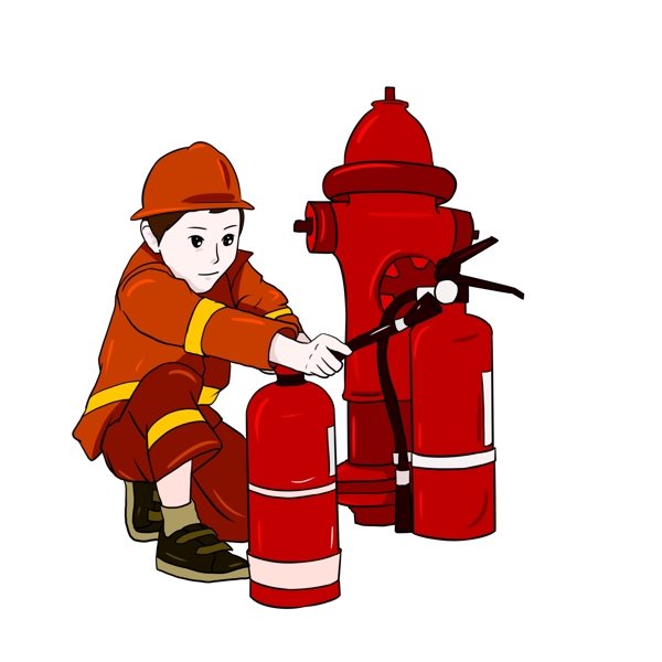手绘红色的消防栓插画