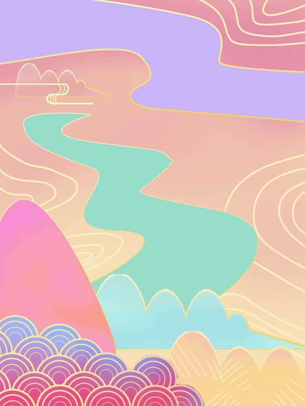 手繪卡通流光溢彩插畫(huà)背景