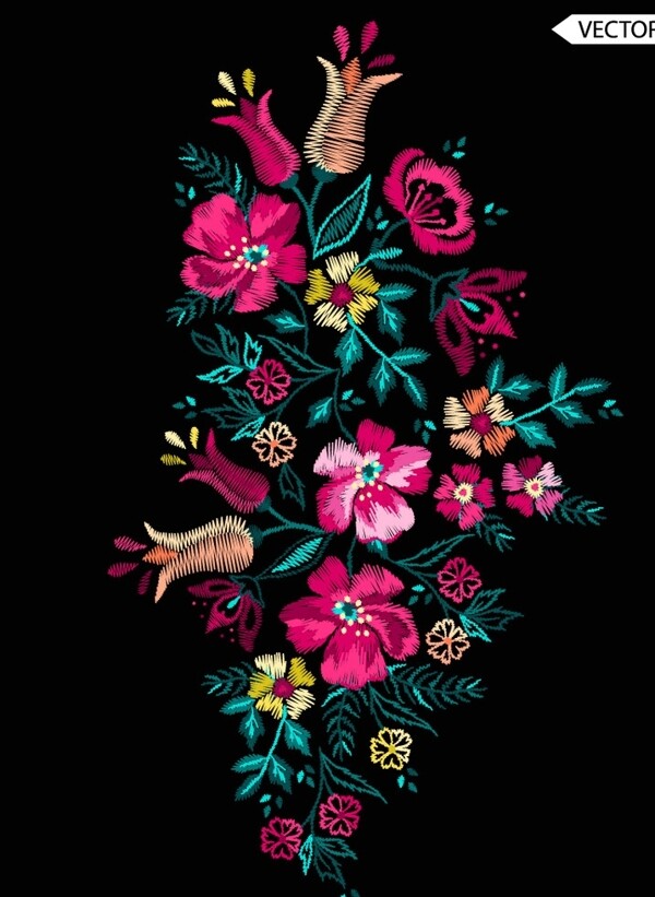 彩色刺绣花卉