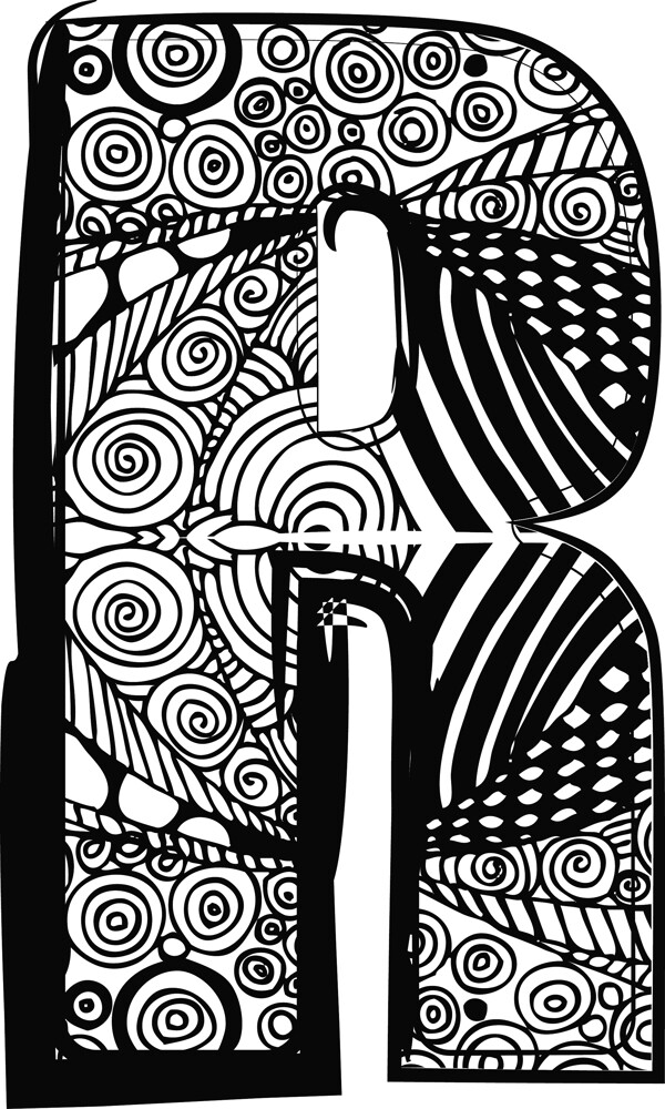 抽象畫插畫矢量字母R