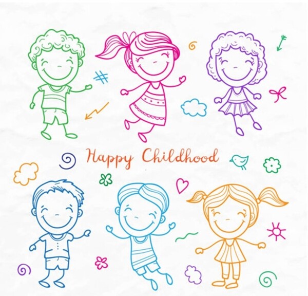 儿童节快乐彩色卡通孩子