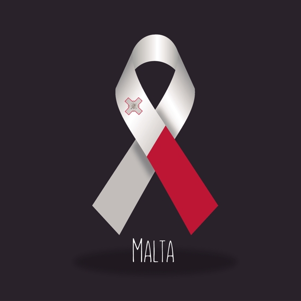 马耳他国旗丝带设计矢量素材