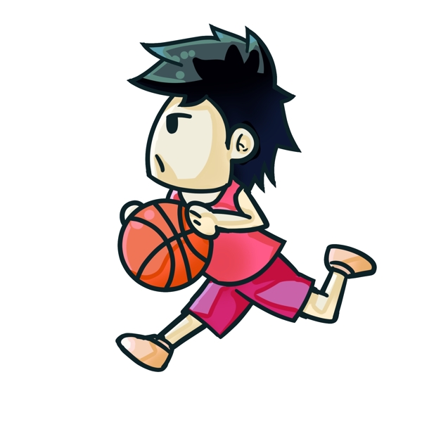 打篮球的小男孩插画