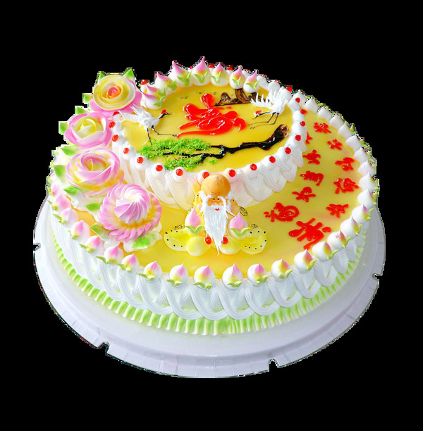 双层花朵生日蛋糕素材