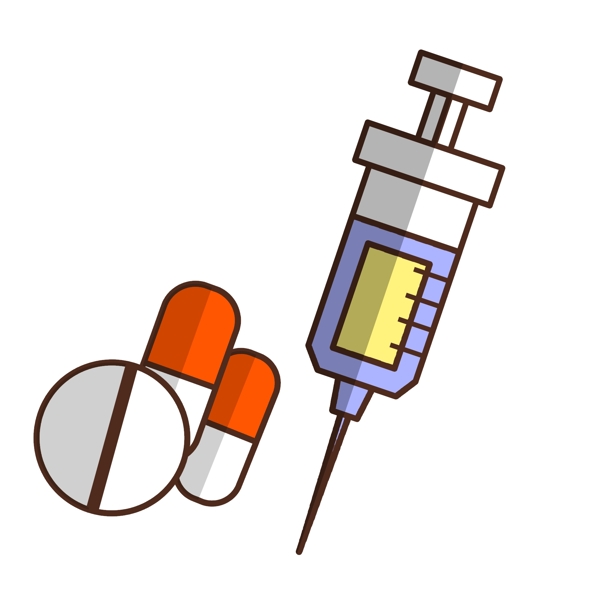 卡通医疗器械药片针管设备胶囊药丸矢量元素