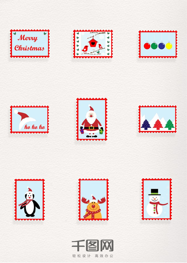 彩色圣诞节图案邮票