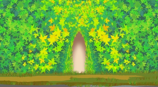 手繪治愈系樹葉插畫背景
