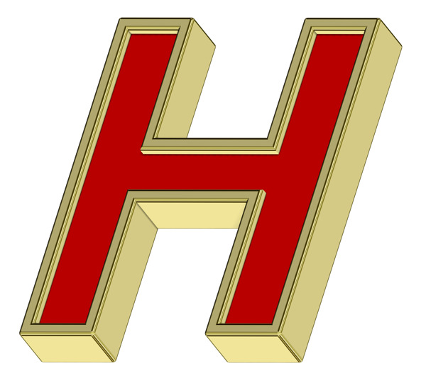 紅與金框字母一信套白色隔離