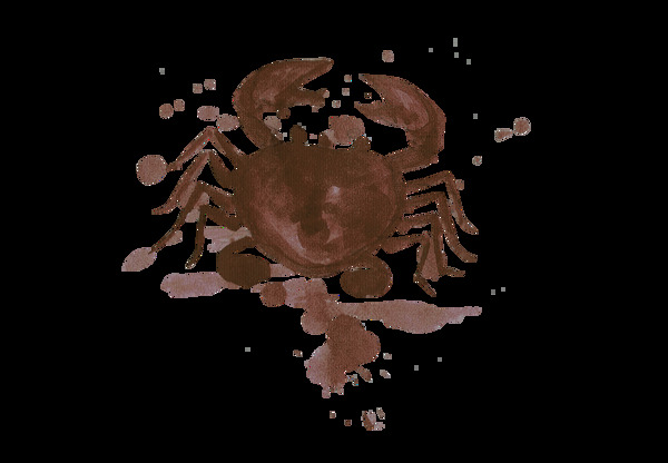 手绘水墨螃蟹装饰图案素材