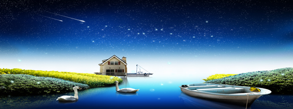 天鵝浪漫星空背景