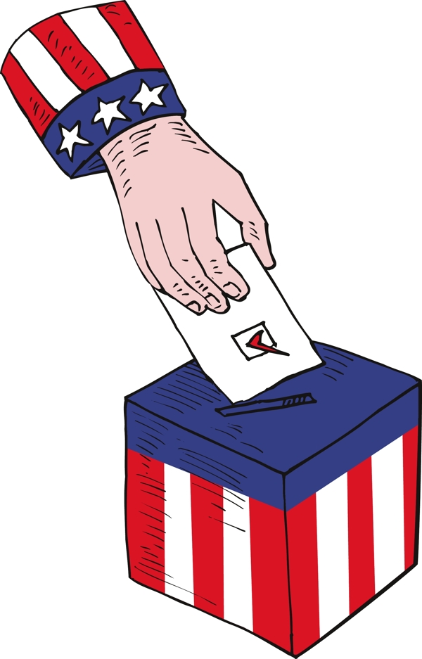 美国大选投票投票箱的复古